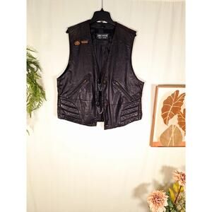 Harley-Davidson Men's Cowhide Leather Motorcycle Vest W' Patches Large